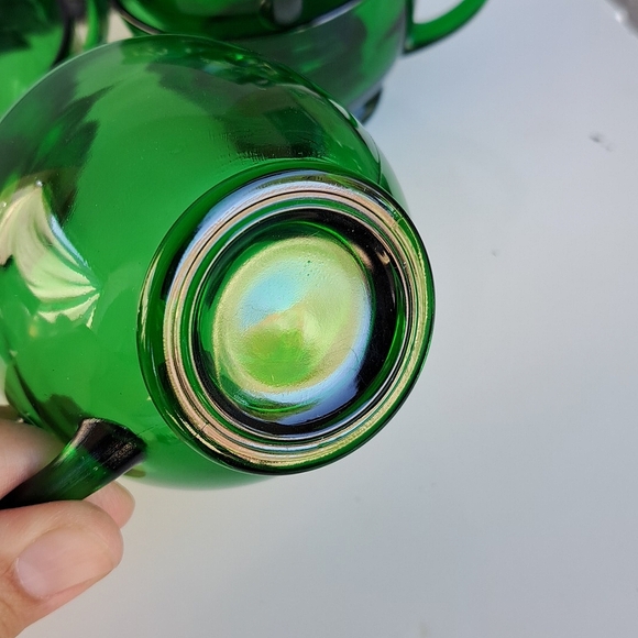 5 Vintage 50s 60s MCM Anchor Hocking Forest Emerald Green Glass Punch Cups *firm - Picture 9 of 14